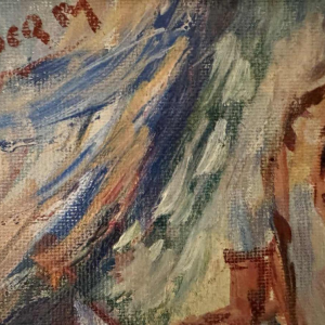 Marcel HOCQ "Naakt en man met bolhoed" schilderij olie op doek gemonteerd op doek