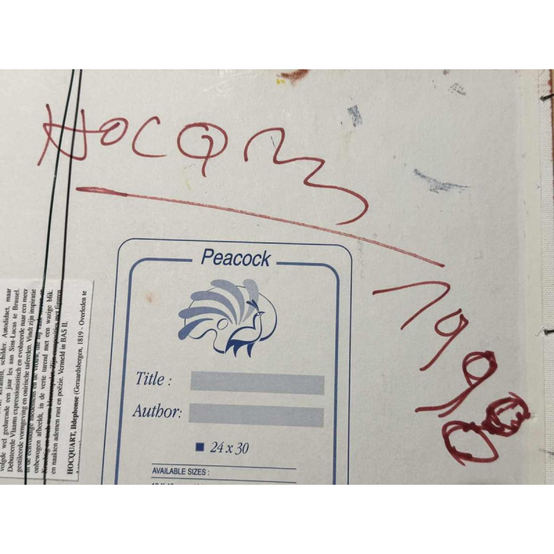 Marcel HOCQ "Naakt en man met bolhoed" schilderij olie op doek gemonteerd op doek