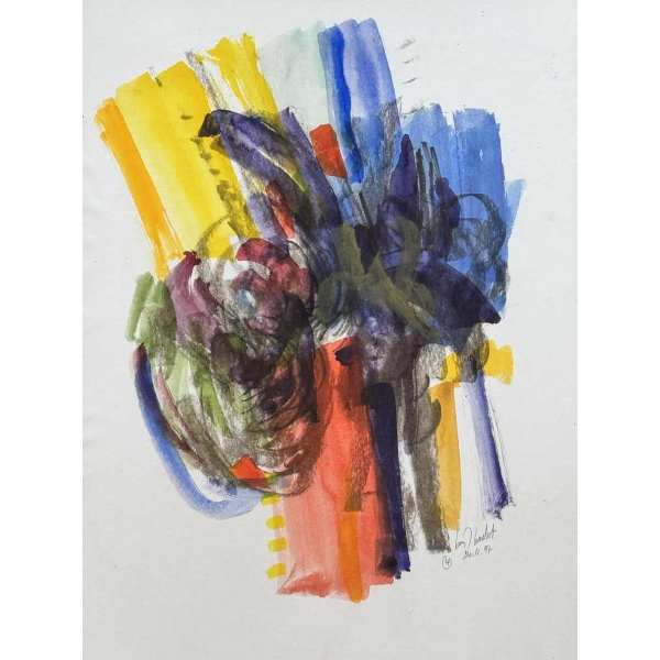 Louis-Marie LONDOT « Abstractie »aquarel op papier, 1997