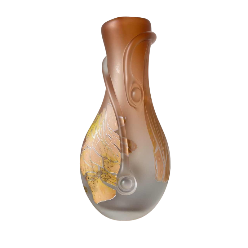 Louis Leloup, vase en cristal soufflé orange, 1995