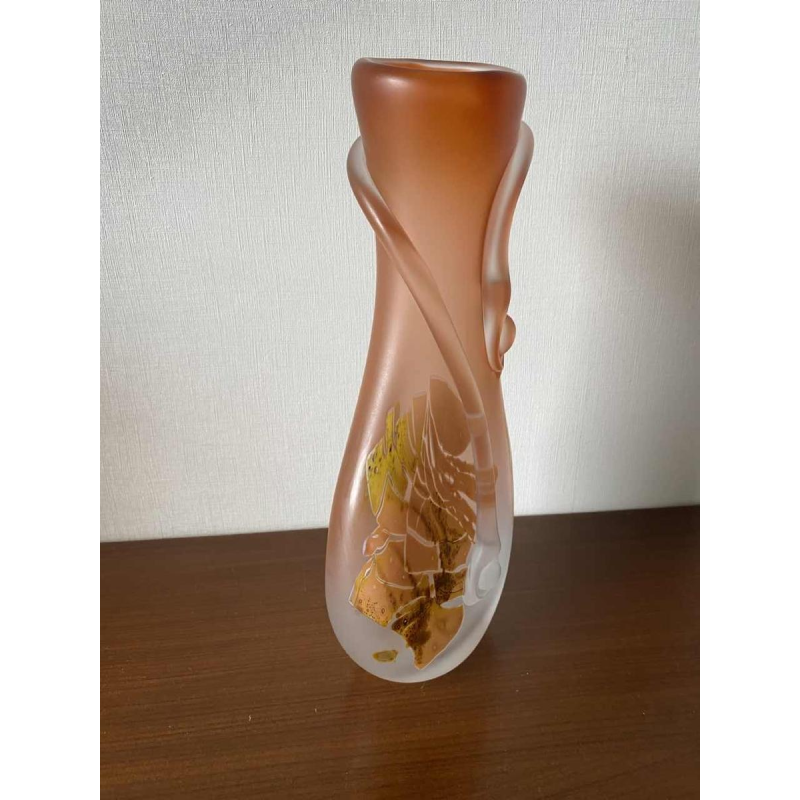 Louis Leloup, orange blown crystal vase, 1995