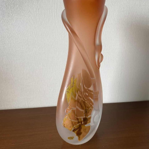 Louis Leloup, vase en cristal soufflé orange, 1995
