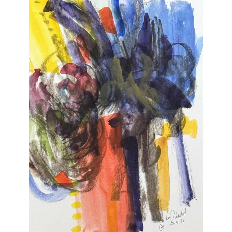 Louis-Marie LONDOT « Abstractie »aquarel op papier, 1997