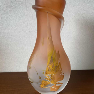 Louis Leloup, vase en cristal soufflé orange, 1995