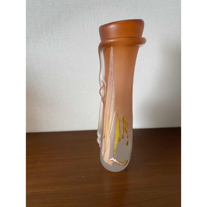 Louis Leloup, vase en cristal soufflé orange, 1995