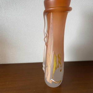 Louis Leloup, orange blown crystal vase, 1995