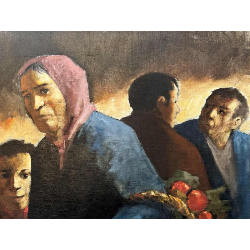 Christian HOCQUET "Au marché" huile sur toile