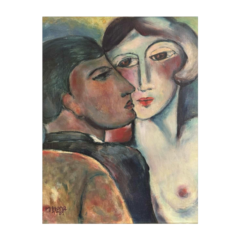 Marcel HOCQ (1933-2021): "Le couple » peinture huile sur panneau