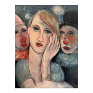 Marcel HOCQ (1933-2021): «Met de clowns » schilderij olie op paneel