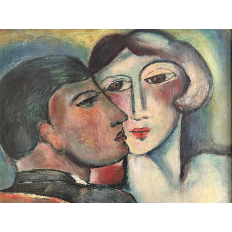 Marcel HOCQ (1933-2021): «Het echtpaar » schilderij olie op paneel