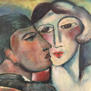 Marcel HOCQ (1933-2021): "Le couple » peinture huile sur panneau
