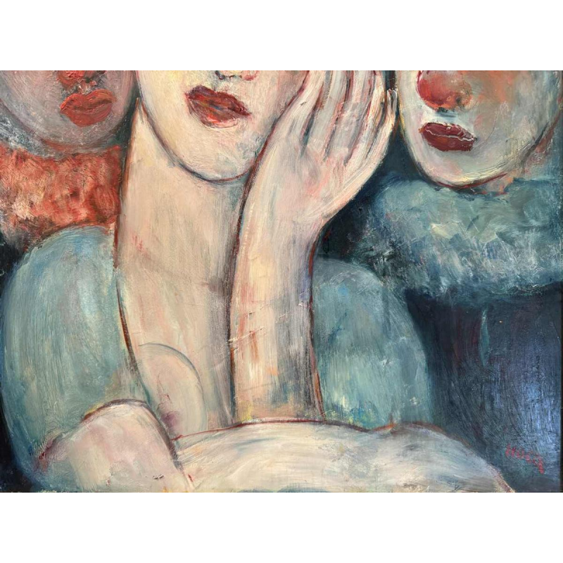 Marcel HOCQ (1933-2021): «Met de clowns » schilderij olie op paneel