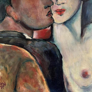 Marcel HOCQ (1933-2021): "Le couple » peinture huile sur panneau