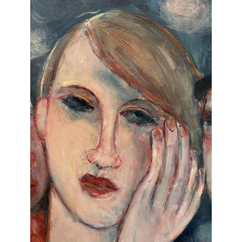 Marcel HOCQ (1933-2021): «Met de clowns » schilderij olie op paneel