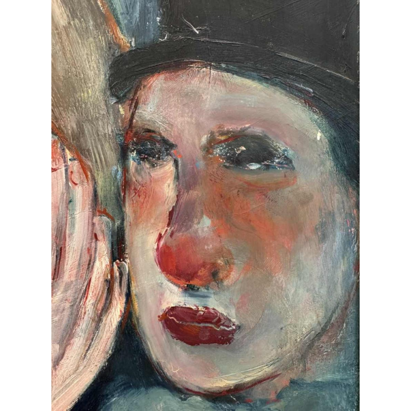 Marcel HOCQ (1933-2021): «Met de clowns » schilderij olie op paneel