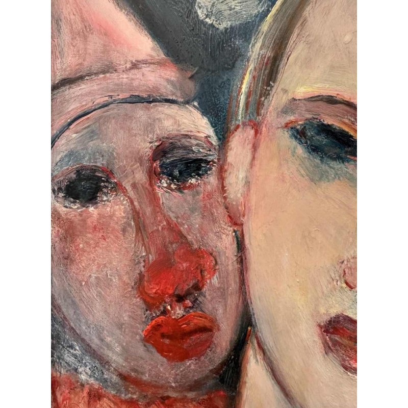 Marcel HOCQ (1933-2021): «Met de clowns » schilderij olie op paneel