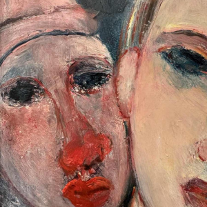 Marcel HOCQ (1933-2021): "With the clowns» painting oil on panel