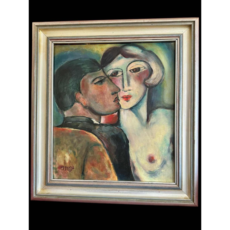 Marcel HOCQ (1933-2021): "Le couple » peinture huile sur panneau