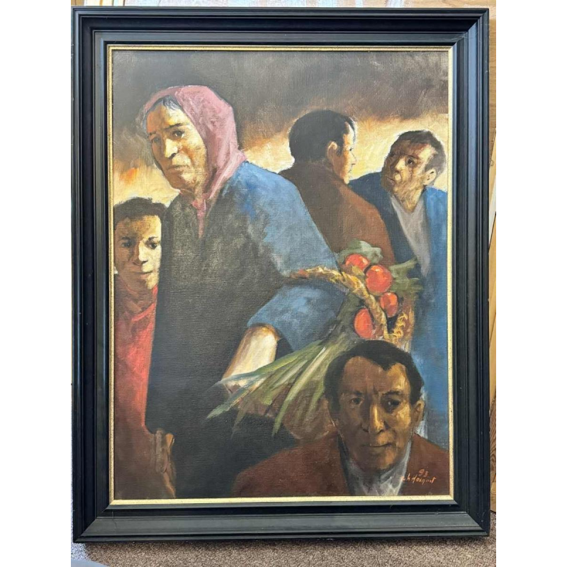 Christian HOCQUET "Au marché" huile sur toile