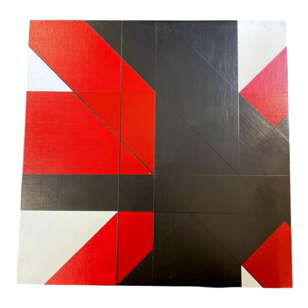 Charles BEZIE, tableau acrylique sur toile, composition abstraite rouge et noire