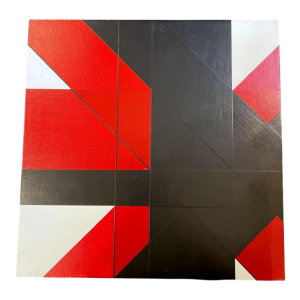 Charles BEZIE, acrylverf op doek, abstracte compositie in rood en zwart