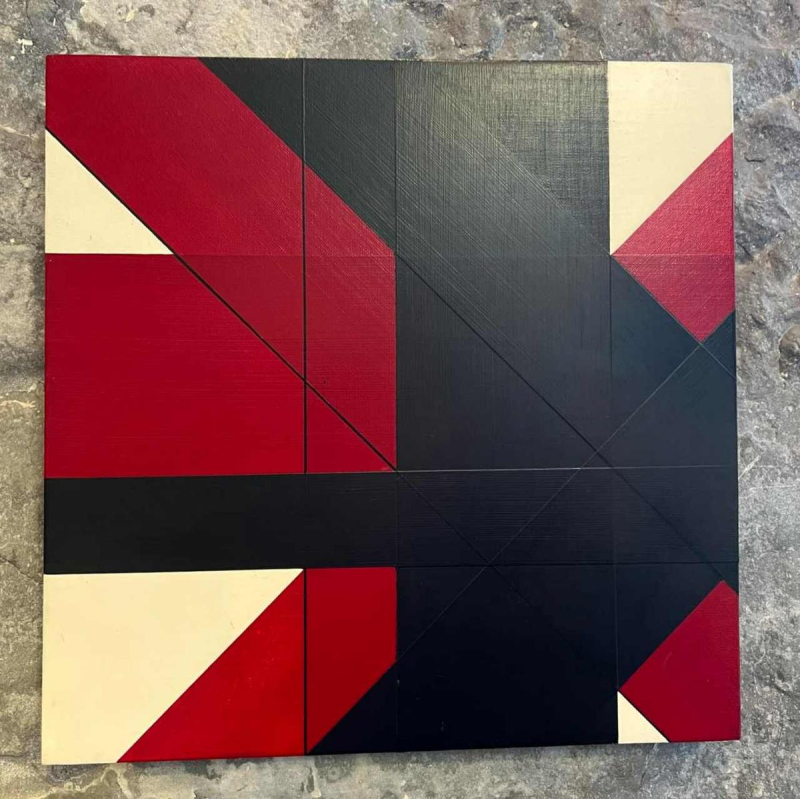 Charles BEZIE, acrylic on canvas, red and black abstract composition