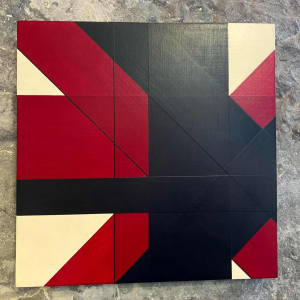 Charles BEZIE, acrylic on canvas, red and black abstract composition