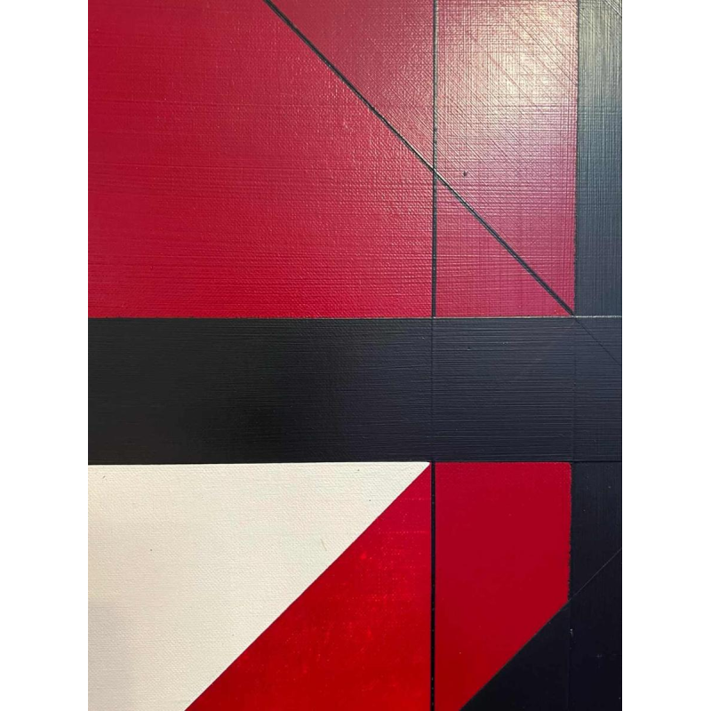 Charles BEZIE, acrylic on canvas, red and black abstract composition