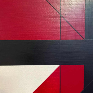 Charles BEZIE, acrylic on canvas, red and black abstract composition