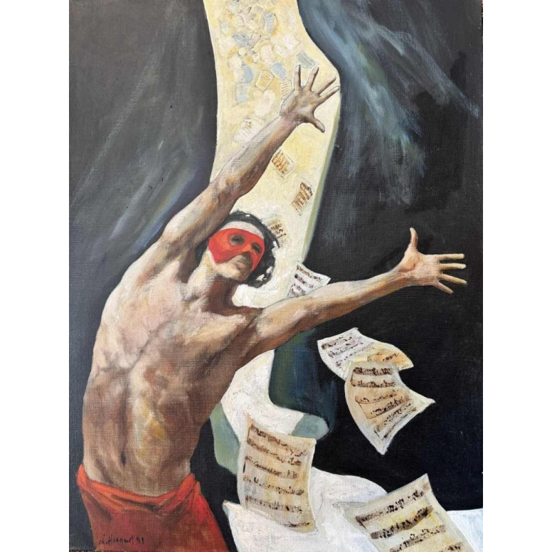 Christian HOCQUET (1935-2014): "Danseur et partitions" peinture