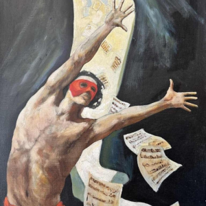 Christian HOCQUET (1935-2014): "Danseur et partitions" peinture