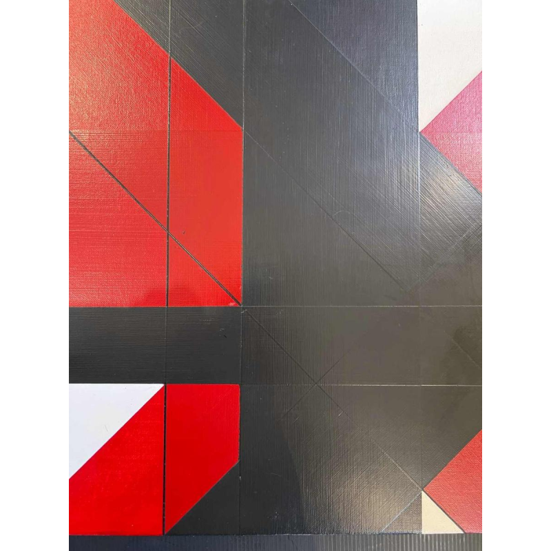 Charles BEZIE, acrylverf op doek, abstracte compositie in rood en zwart