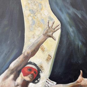 Christian HOCQUET (1935-2014): "Dancer and scores" painting