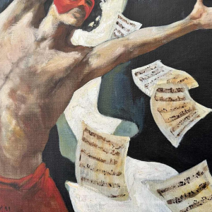 Christian HOCQUET (1935-2014): "Dancer and scores" painting