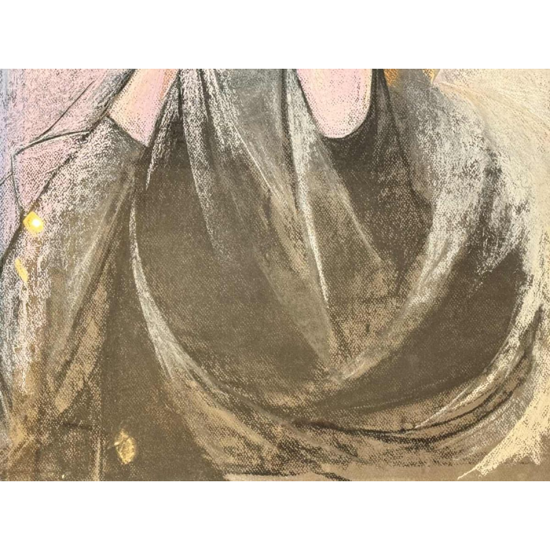 Odette COLLON "Pensive young woman" pastel on paper, 1991