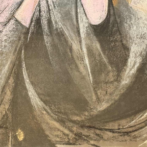 Odette COLLON « peinzende jonge vrouw » pastel op papier, 1991