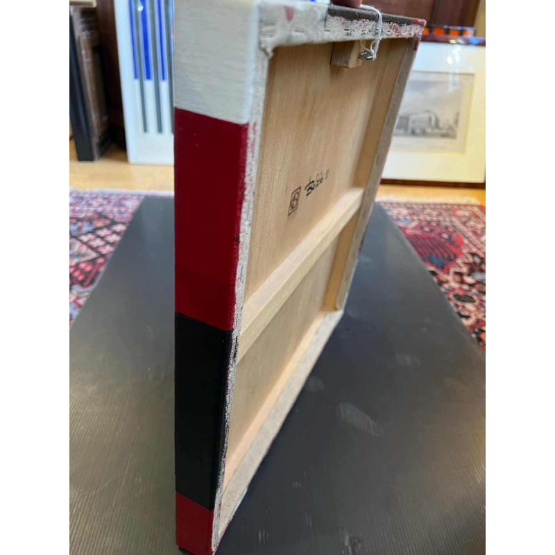 Charles BEZIE, acrylic on canvas, red and black abstract composition