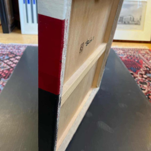 Charles BEZIE, acrylverf op doek, abstracte compositie in rood en zwart