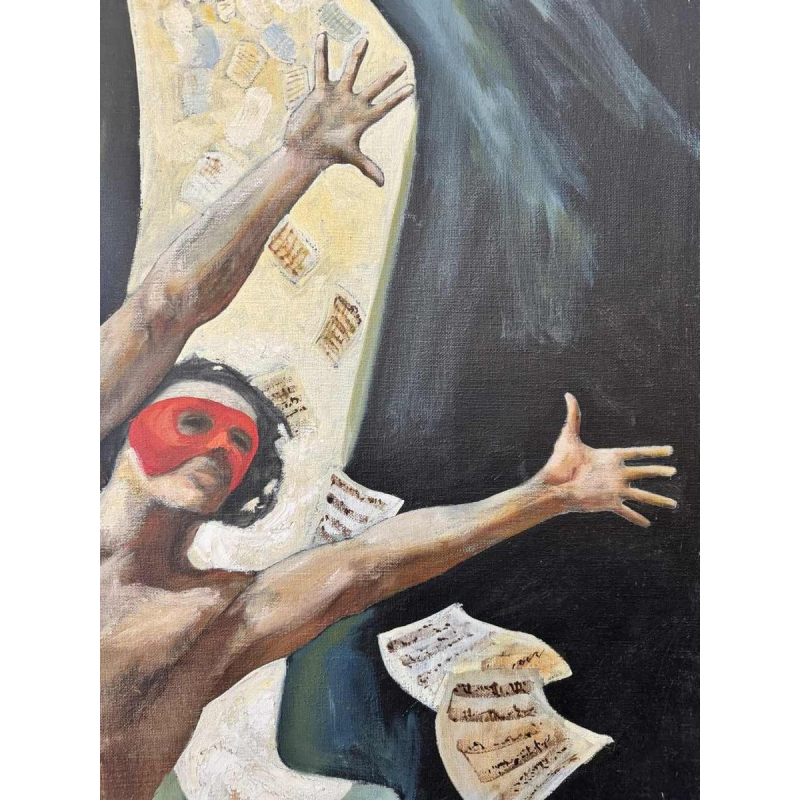 Christian HOCQUET (1935-2014): "Dancer and scores" painting