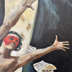 Christian HOCQUET (1935-2014): "Dancer and scores" painting