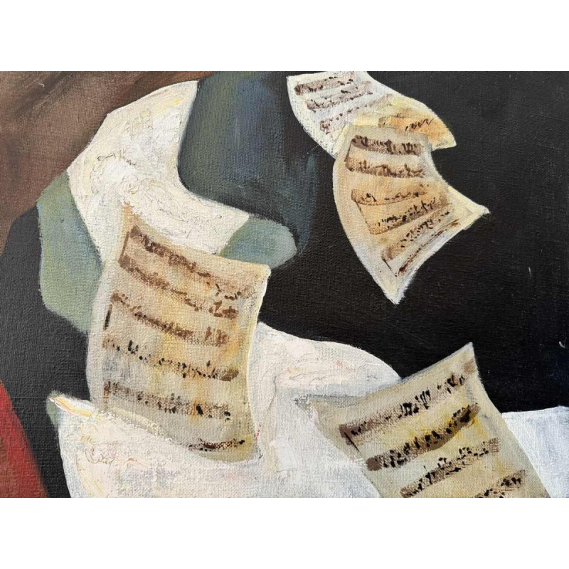 Christian HOCQUET (1935-2014): "Dancer and scores" painting