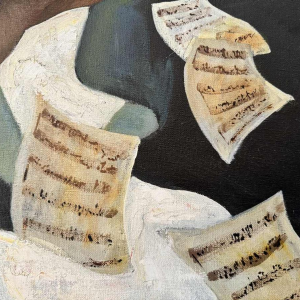 Christian HOCQUET (1935-2014): "Dancer and scores" painting