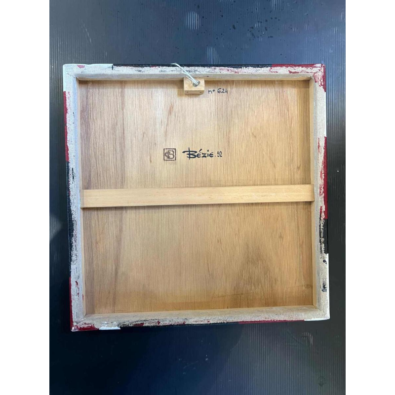 Charles BEZIE, acrylic on canvas, red and black abstract composition