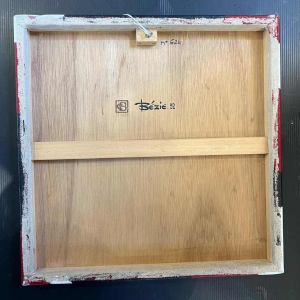 Charles BEZIE, acrylic on canvas, red and black abstract composition