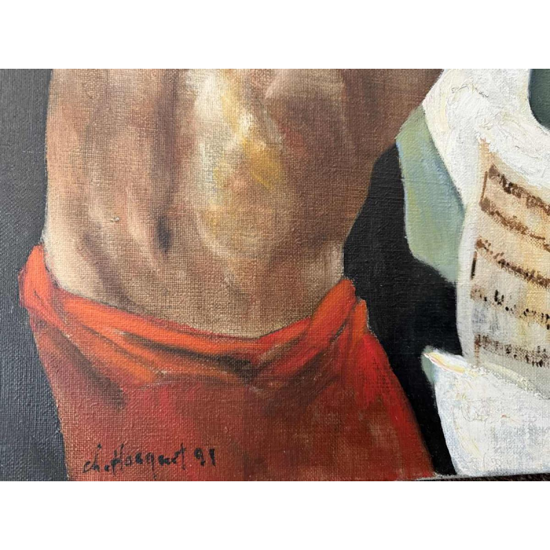 Christian HOCQUET (1935-2014): "Dancer and scores" painting