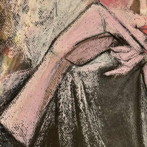 Odette COLLON "Pensive young woman" pastel on paper, 1991