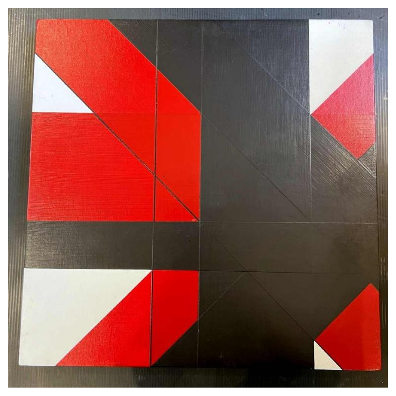 Charles BEZIE, acrylverf op doek, abstracte compositie in rood en zwart