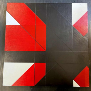 Charles BEZIE, acrylverf op doek, abstracte compositie in rood en zwart