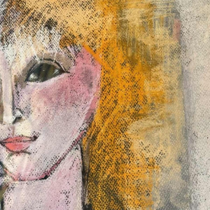 Odette COLLON « Jeune femme pensive » tableau pastel sur papier, 1991