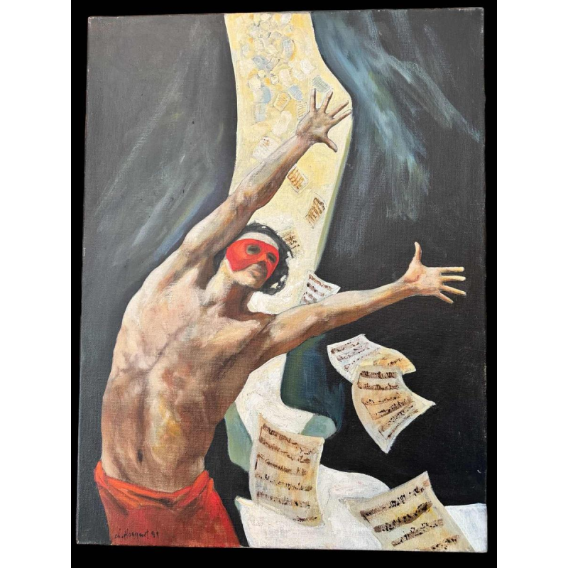 Christian HOCQUET (1935-2014): "Dancer and scores" painting